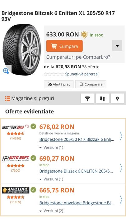 Anvelope iarna BRIDGESTONE BLIZZAK 6 205/50R17