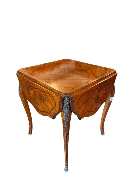 Măsuță extensibilă cu intarsii florale, lemn nobil