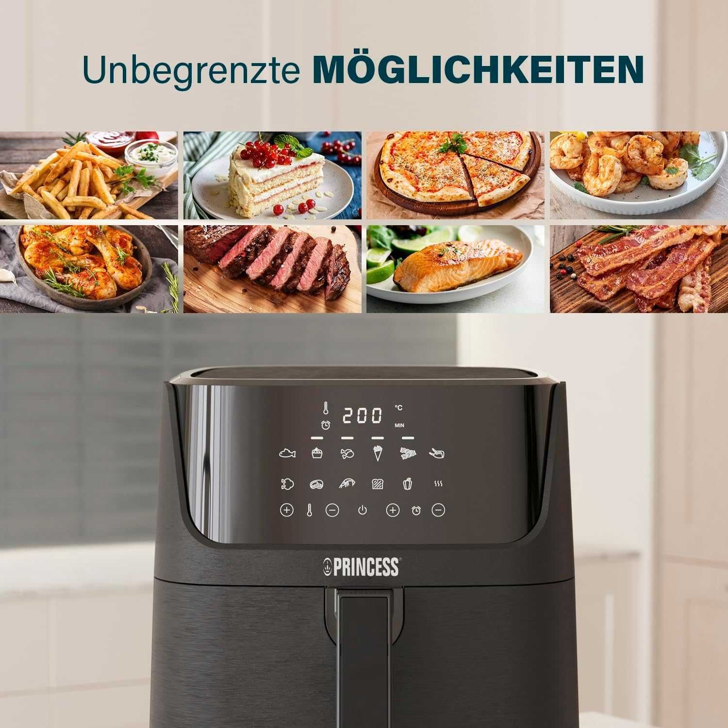 Фритюрник с горещ въздух Princess Digital, 6.5л., 1800W, 12 Програми