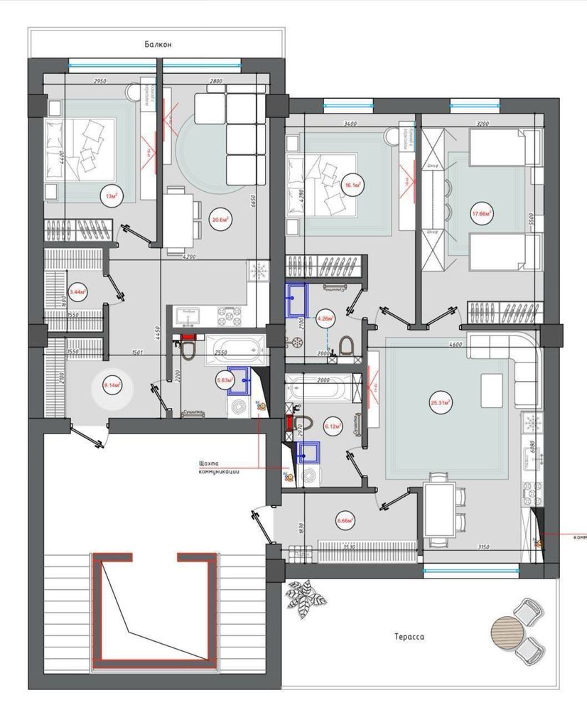 ПРОДАЕТСЯ квартира 5/12/12 новостройка, 170м2, ЖК Nukus Avenue, Глинка