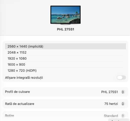 Monitor LED IPS Philips 27" 275S1AE/00 , QHD, 75Hz, HDMI, DisplayPort