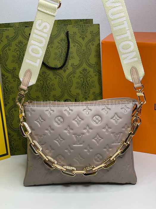 Geanta Louis Vuitton - Coussin Taupe interior albastru