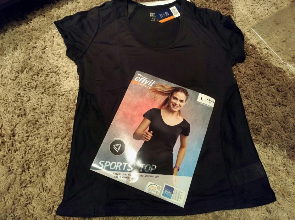 Bluză tricou fitness femei mărime L negru