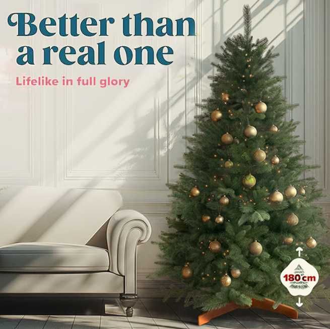 Brad artificial Pure Living 220 cm, Aspect Realist, Suport Lemn