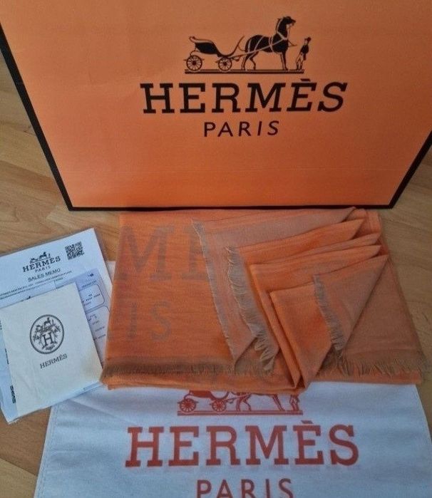 Esarfa Orange doua fețe+geanta H Kelly Medium,saculet, etichetă