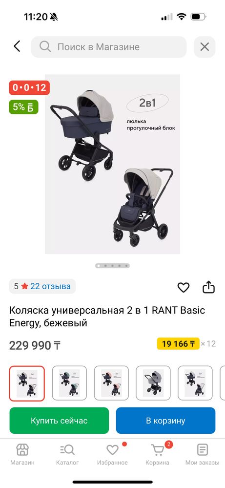 Коляска 2в1 Rant Basic Energy