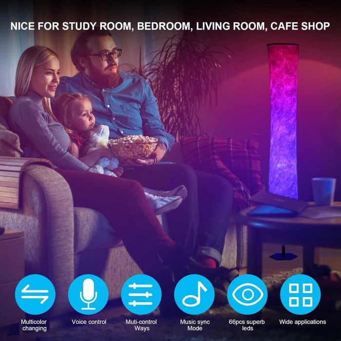 WiFi RGB LED Подова лампа 146см димируема синхронизация с музика