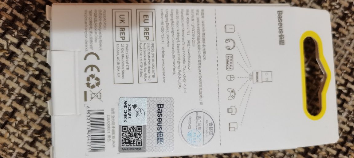 Adaptor Bluetooth 5.0 Baseus BA04, LED, Aluminiu, Negru