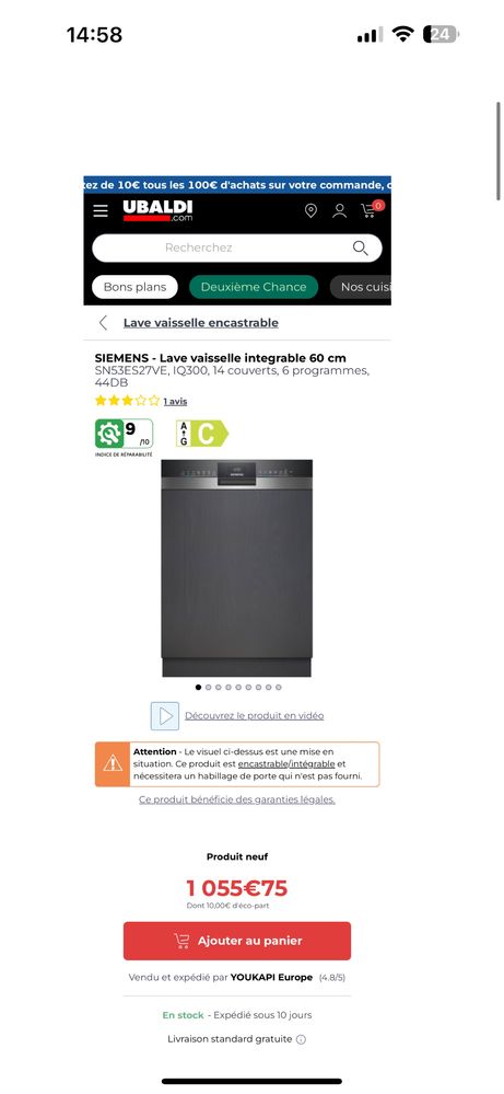 Mașină de spălat vase încorporabilă SIEMENS SN53ES27VE/55