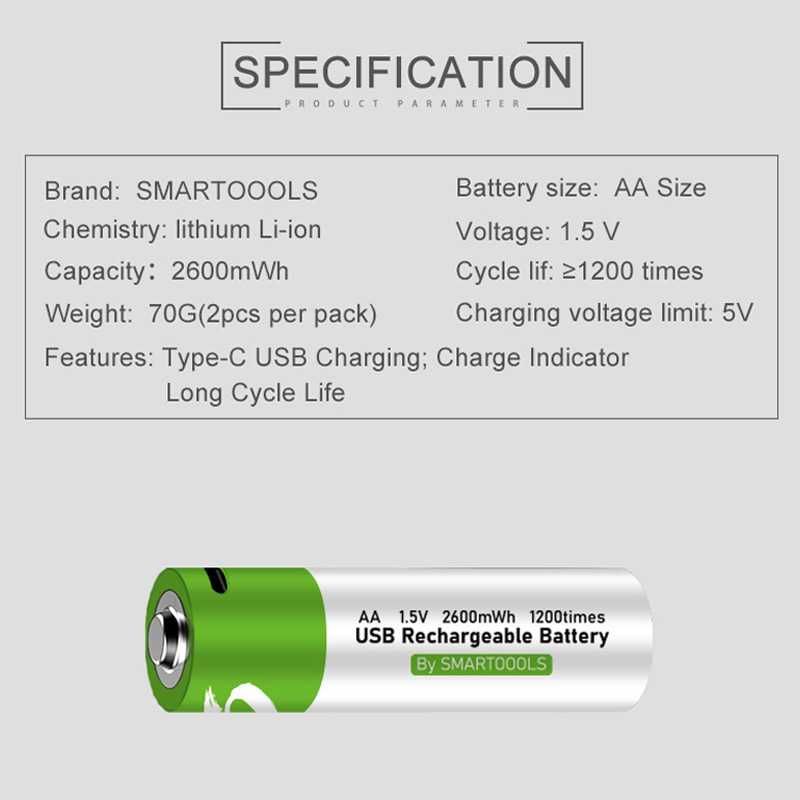 Акумулаторни Батерии 1.5V AA USB  Презареждащи За Контролер И др.