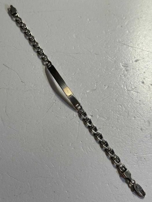 BRATARA ARGINT 925 + Placuta aur 750 - De Barbati - 20cm - Vintage !