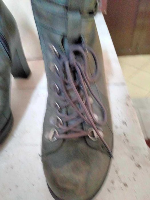 Ghete de damă din piele ecologică cu toc înalt