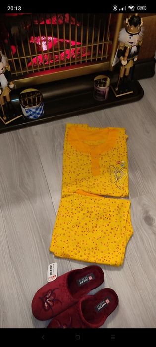 Set pijama, galben vesel, cu eticheta, 100% bumbac,mărimea L-XL