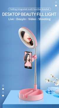 Селфи ринг с огледало за грим и комплект държач за телефон