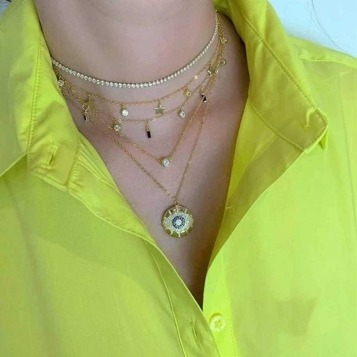 Colier argint ,placat aur ''Pretty girl"",in cutie cadou