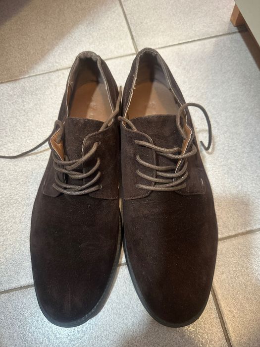 Велурени мъжки обувки-тъмно кафяво 42