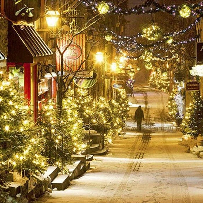 10м коледни лед лампички топла светлина 100 диода с 8 програми