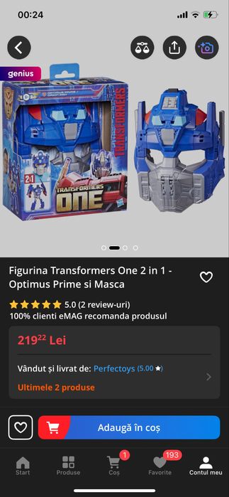 Vand masca Transformers Optimus Prime