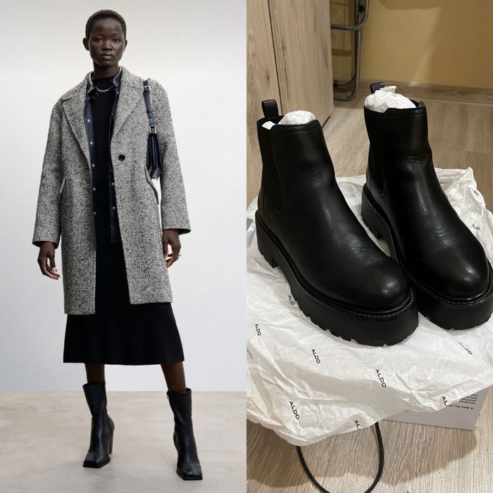 Кожени Боти челси Aldo и вълнено Палто MANGO