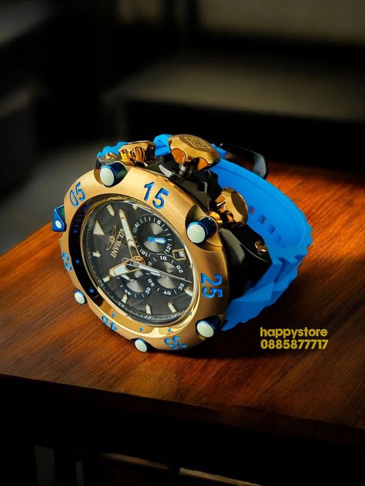 INVICTA Velmore Gold/Blue 54 mm, Инвикта нов ръчен часовник