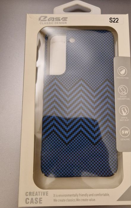 Чехол для S22 карбон темно-синий