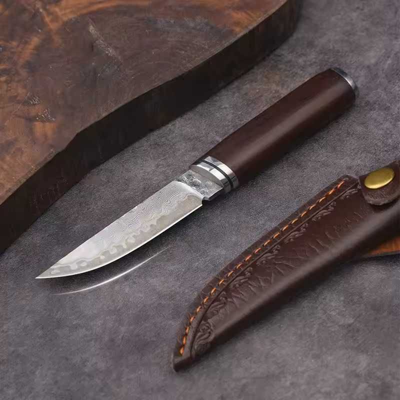 Cutit japonez Samurai, Otel inoxidabil Damasc, teaca piele