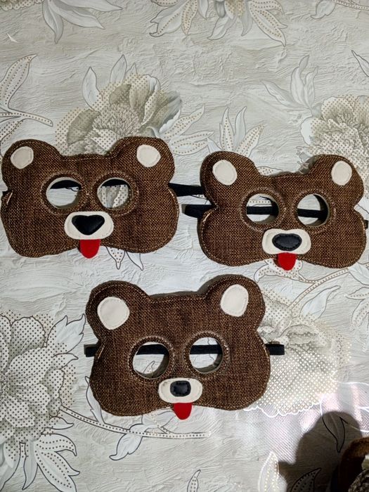 Маска Мишки из велюра, на резинке, с подкладом. Любые маски на заказ.