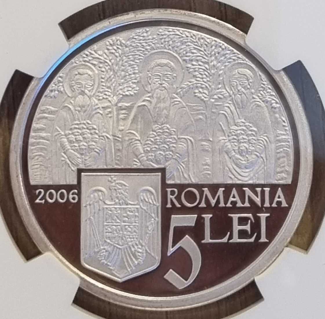 Moneda BNR 5 lei argint biserica Ieud Deal gradata NGC PF 68 UC