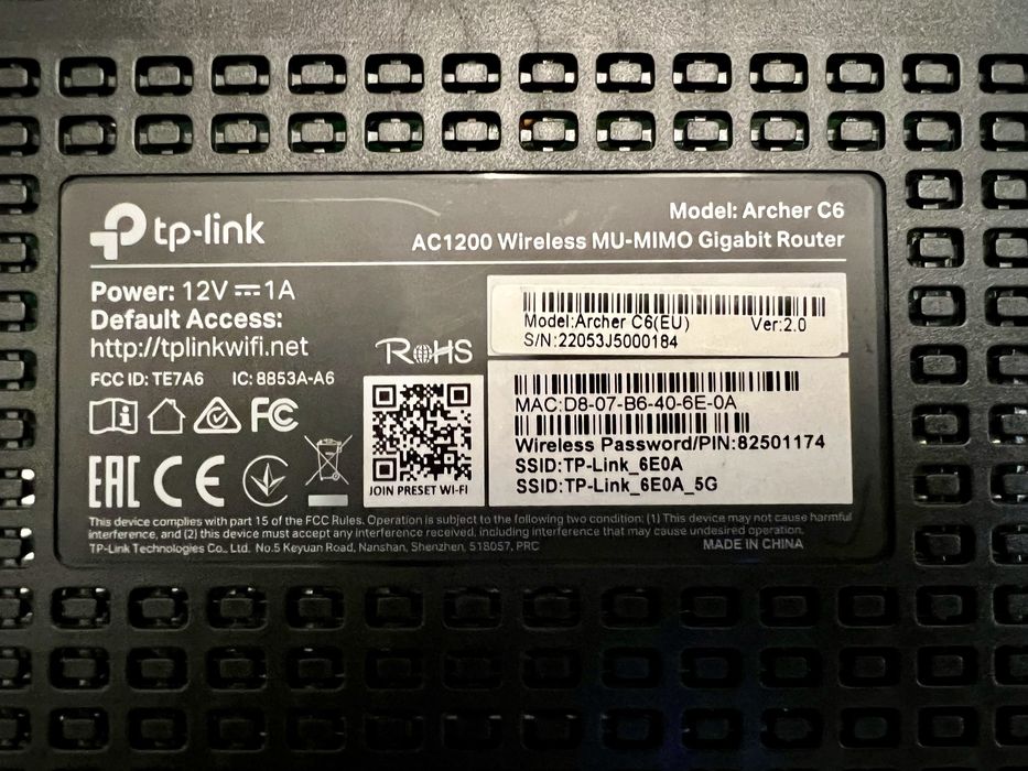 Router Wireless TP-link, Archer C6/dual-band/5GHZ