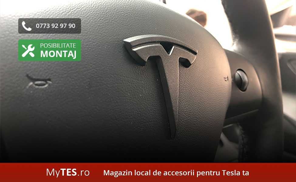 Embleme negru mat (capota / portbagaj / volan) - Tesla Model 3 / Y