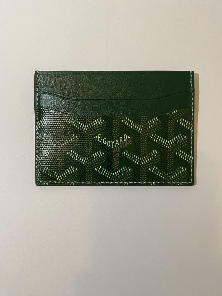 Portcard Cardholder Goyard Verde Piele