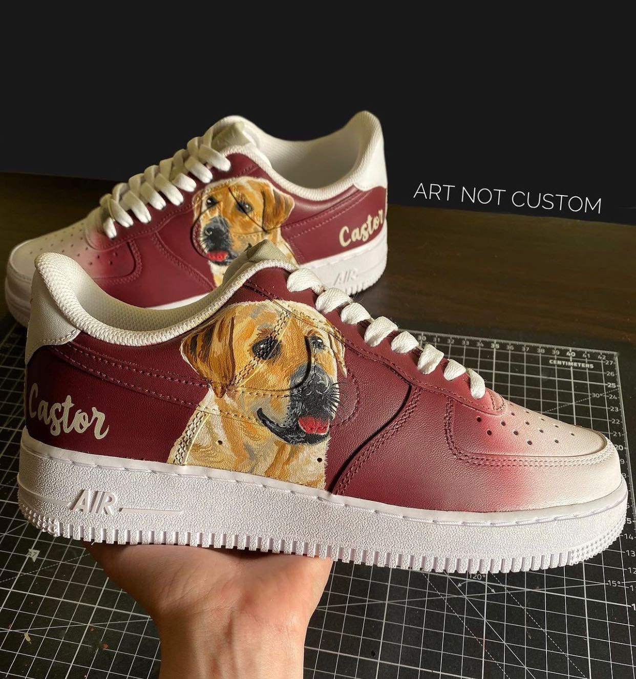 Personalizare sneakersi, AF1 nike, portrete catei, labrador