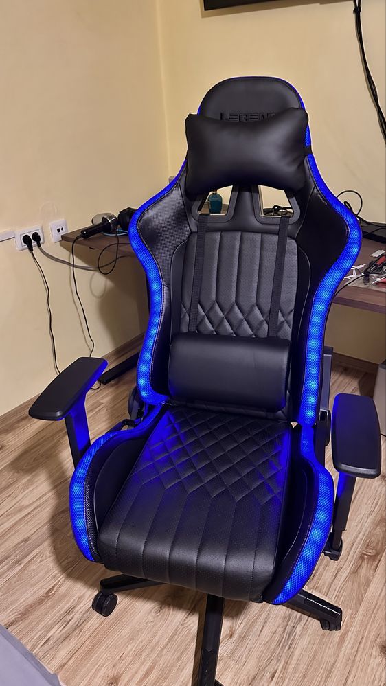 Scaun gaming jysk RGB PIELE PERFORATA