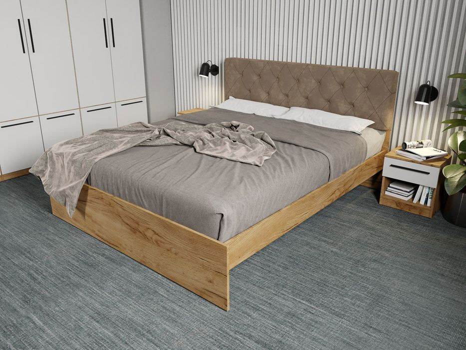Set dormitor complet Stejar Auriu cu comoda - Madrid - C84