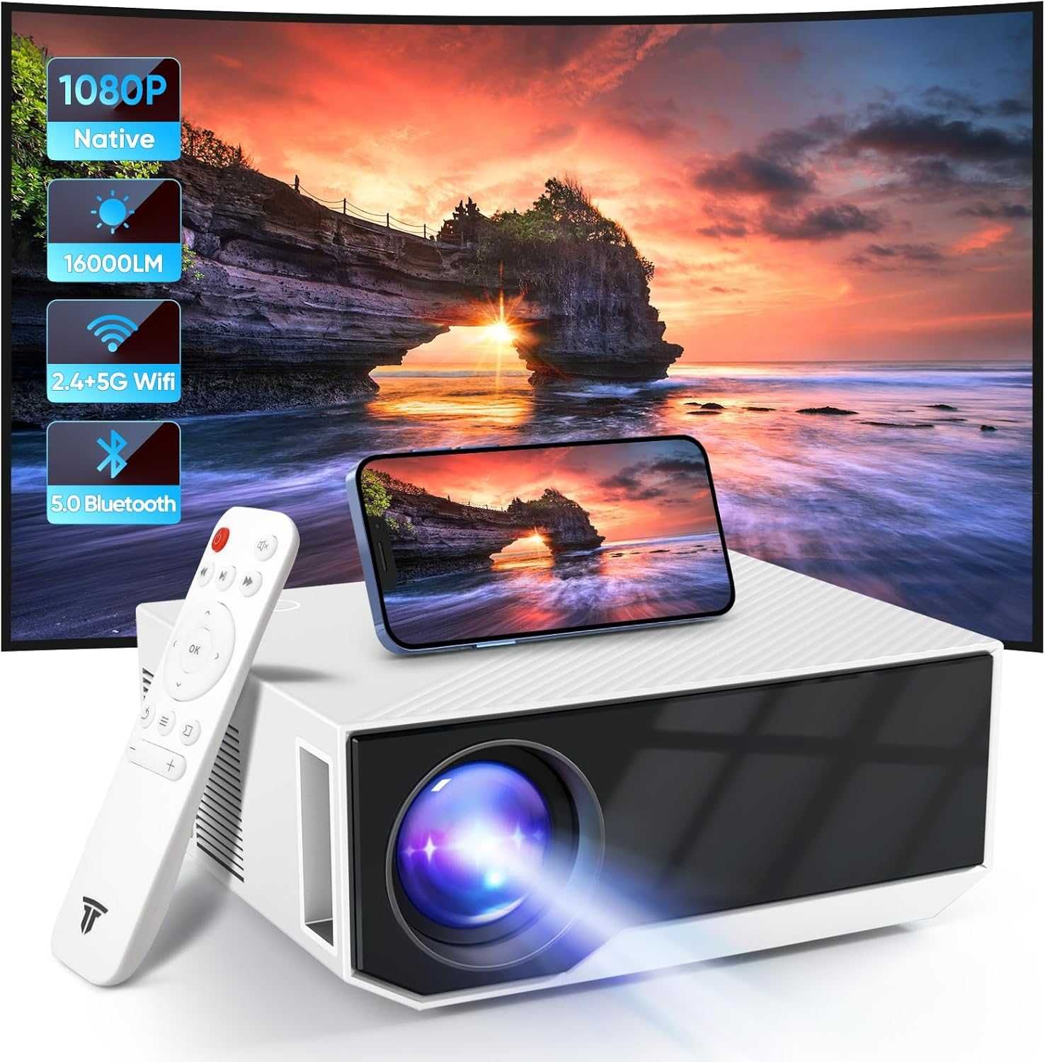 ZDK проектор 2024 с 5G WiFi поддръжка Ultra HD 1080P