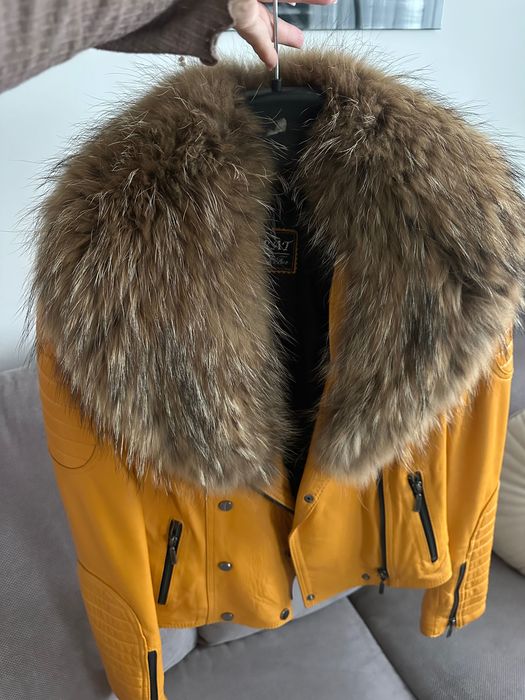 Geaca piele naturala cu guler detasabil, blana naturala, marime M