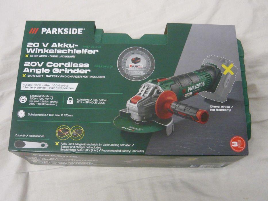Flex Parkside pe acumulator, NOU, polizor unghiular 20 V, polidisc