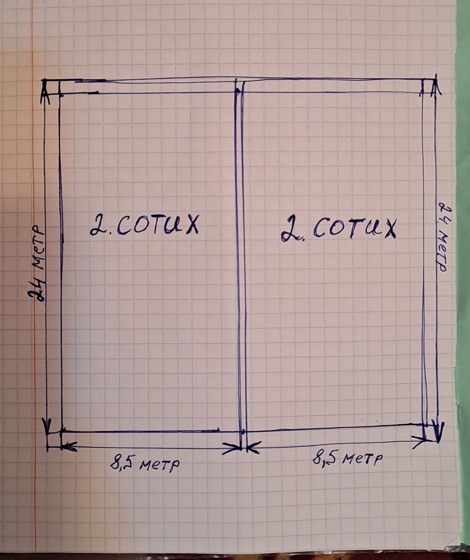 Ер сотилади 4 сотих ёки 2 сотих 2та булиб сотилади 17 ×24