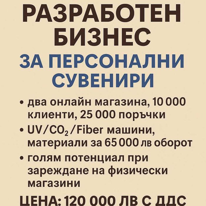 Продава се напълно разработен и действащ бизнес