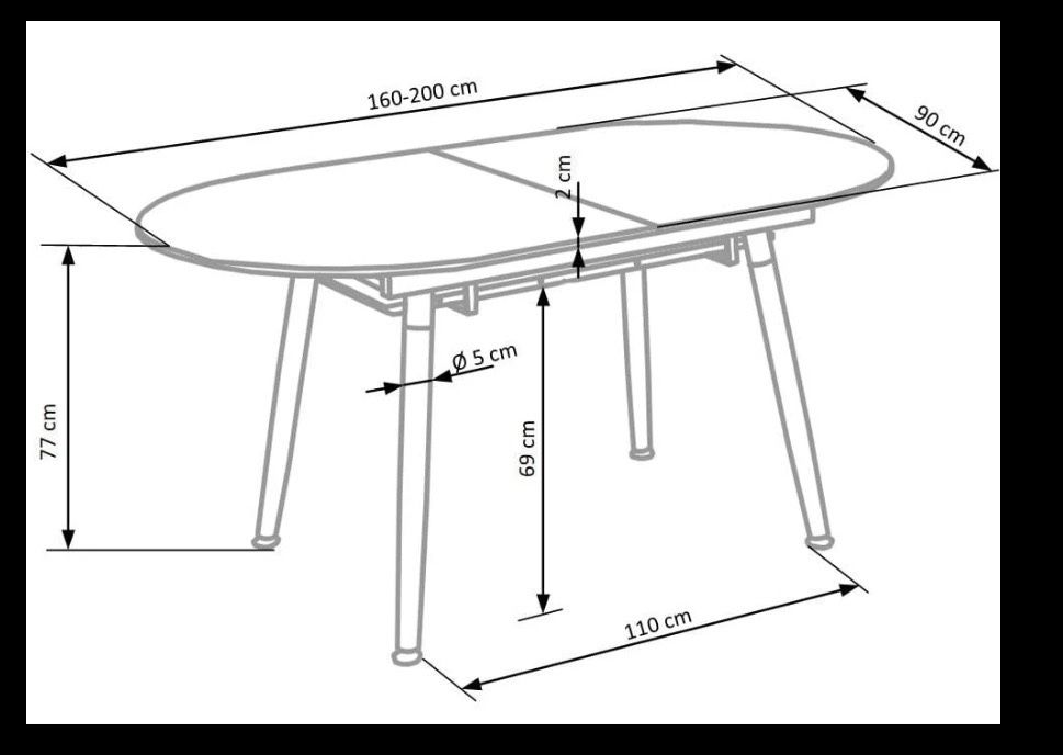 Masa extensibila din MDF si metal Calibry Alb / Stejar San Remo