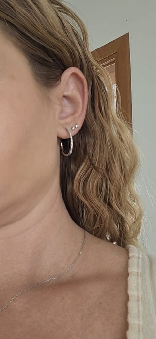 Cercei Semi creole din aur 18kt cu diamante naturale