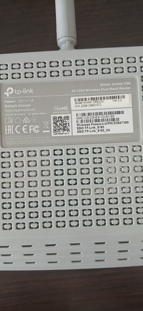 Wi fi Router 5 g TP Link Archer c60