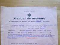 Raritate ! Document vechi, 1931. Mandat de arestare pentru Omucidere