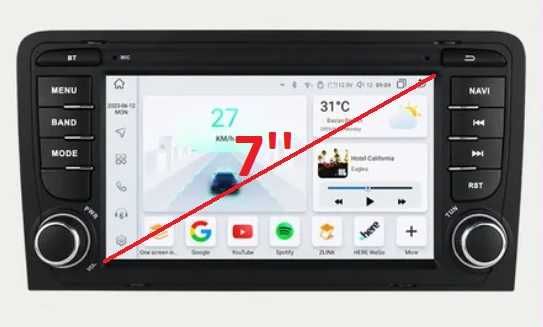 Мултимедия 7" Android 12 за Audi A3 8P навигация GPS CARPLAY RDS DSP
