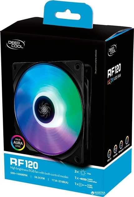 Кулер для кейса Case Cooler Deepcool RF120 RGB LED (3в1) Black