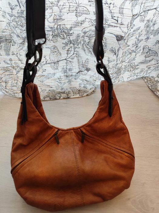 Geanta de piele naturala maro