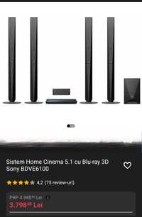 Sistem home cinema blu-ray 5.1  3D Sony. 1000 w BDV-E6100