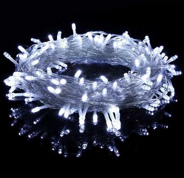 koledni lampichki 10м студено синя светлина 100 диода с 8 шоу програми