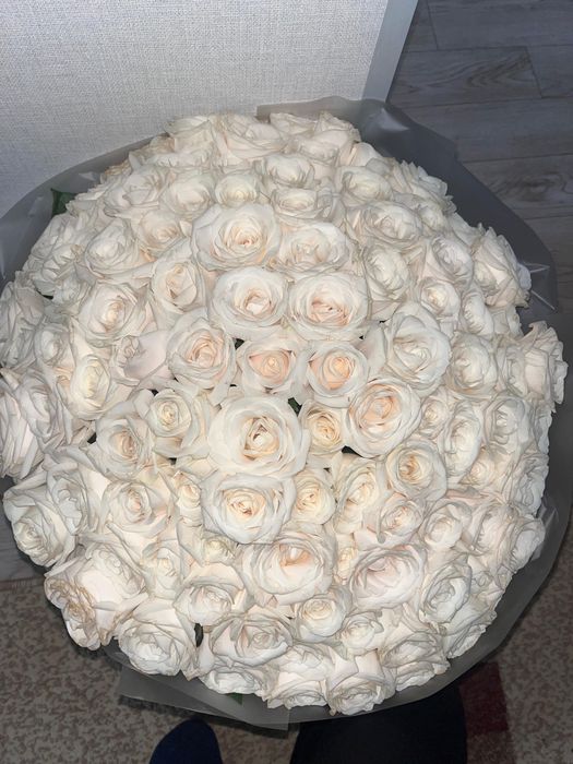 Цветы 101 роза белая Семей
