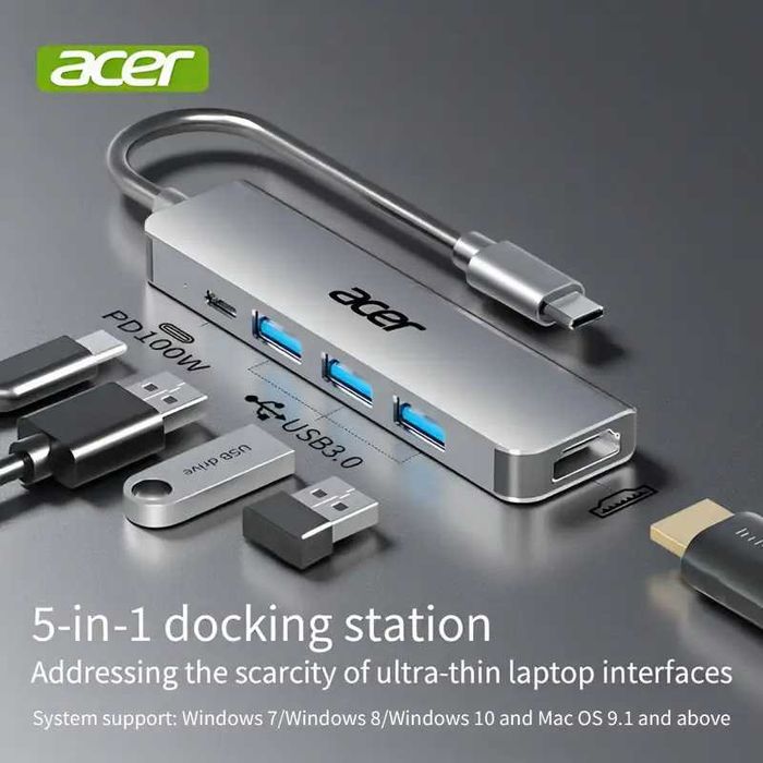 Докинг Станция Acer за Смартфон Таблет Лаптоп USB Type-C към HDMI